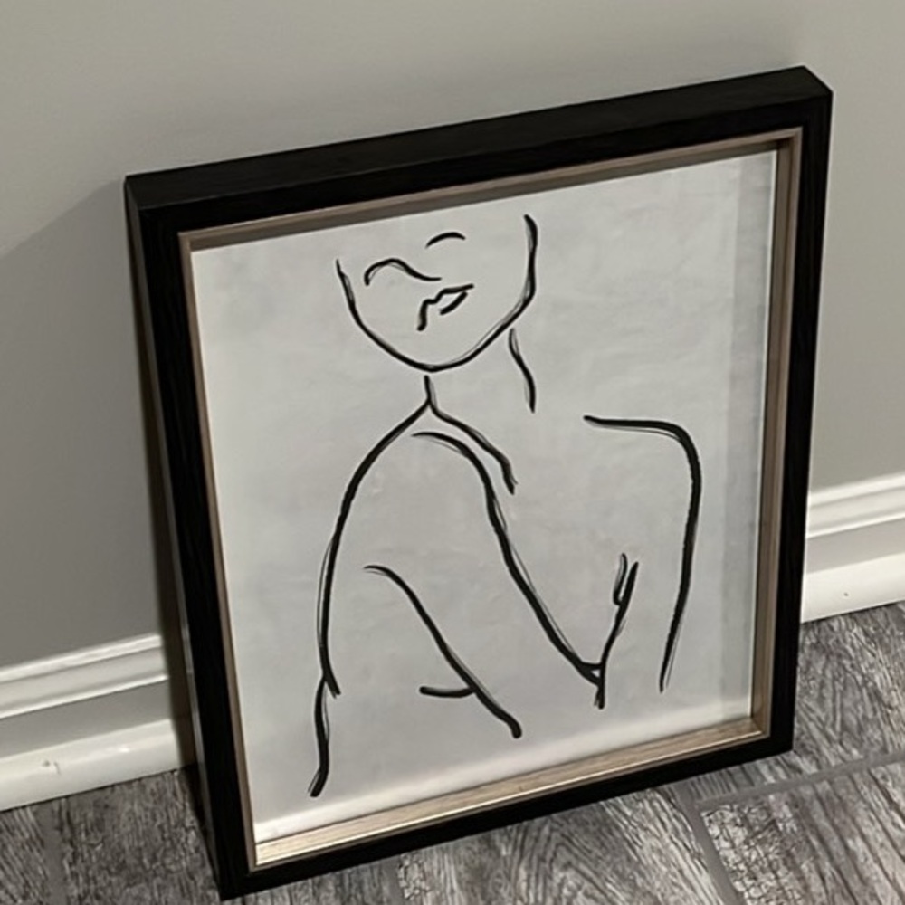 Black and White Minimalist Line Art Framed